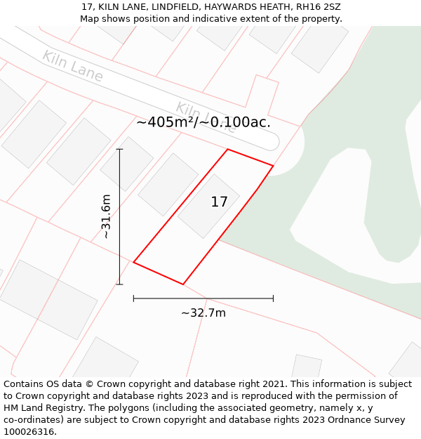 17, KILN LANE, LINDFIELD, HAYWARDS HEATH, RH16 2SZ: Plot and title map