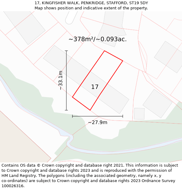 17, KINGFISHER WALK, PENKRIDGE, STAFFORD, ST19 5DY: Plot and title map