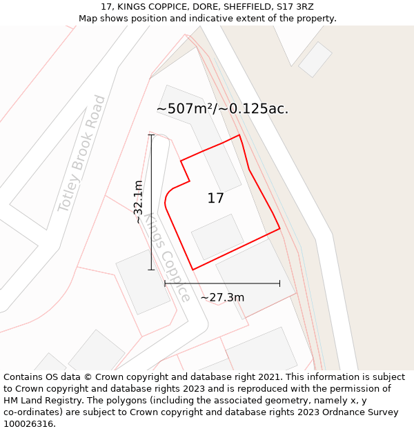 17, KINGS COPPICE, DORE, SHEFFIELD, S17 3RZ: Plot and title map
