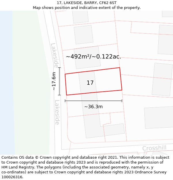 17, LAKESIDE, BARRY, CF62 6ST: Plot and title map