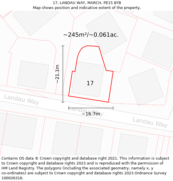 17, LANDAU WAY, MARCH, PE15 8YB: Plot and title map