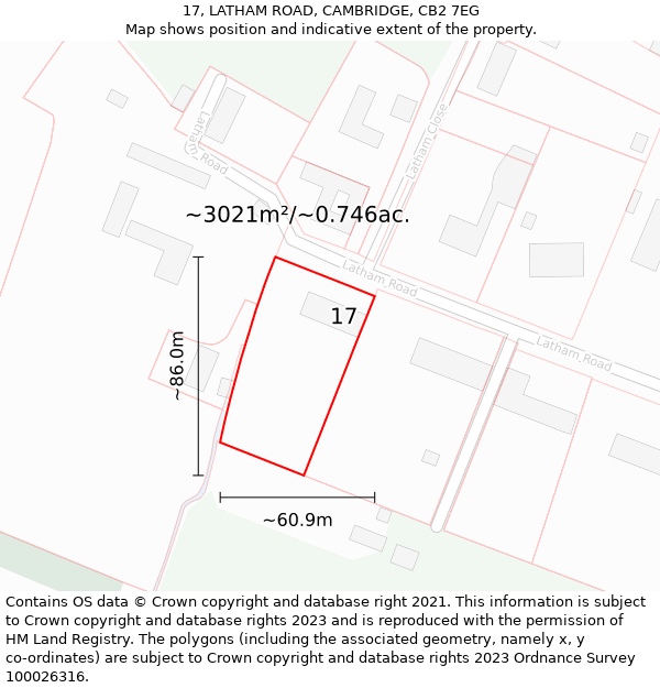 17, LATHAM ROAD, CAMBRIDGE, CB2 7EG: Plot and title map