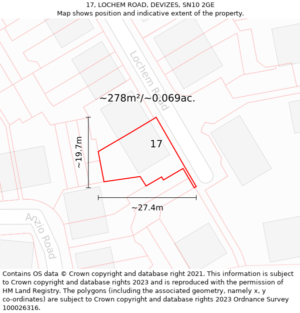 17, LOCHEM ROAD, DEVIZES, SN10 2GE: Plot and title map