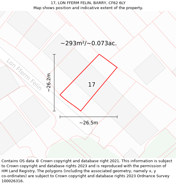 17, LON FFERM FELIN, BARRY, CF62 6LY: Plot and title map