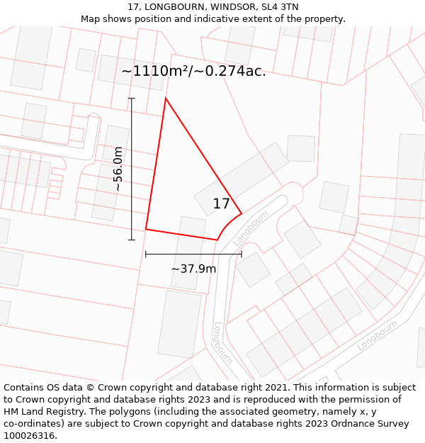 17, LONGBOURN, WINDSOR, SL4 3TN: Plot and title map