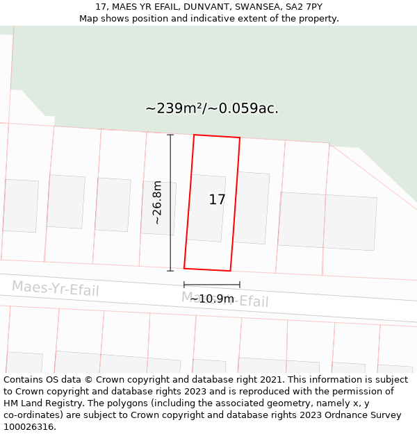 17, MAES YR EFAIL, DUNVANT, SWANSEA, SA2 7PY: Plot and title map