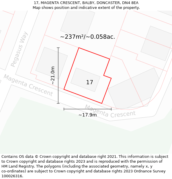 17, MAGENTA CRESCENT, BALBY, DONCASTER, DN4 8EA: Plot and title map