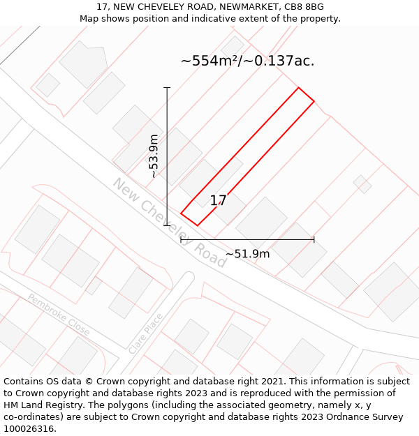 17, NEW CHEVELEY ROAD, NEWMARKET, CB8 8BG: Plot and title map