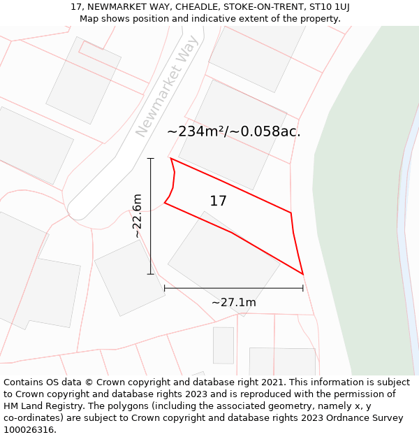 17, NEWMARKET WAY, CHEADLE, STOKE-ON-TRENT, ST10 1UJ: Plot and title map