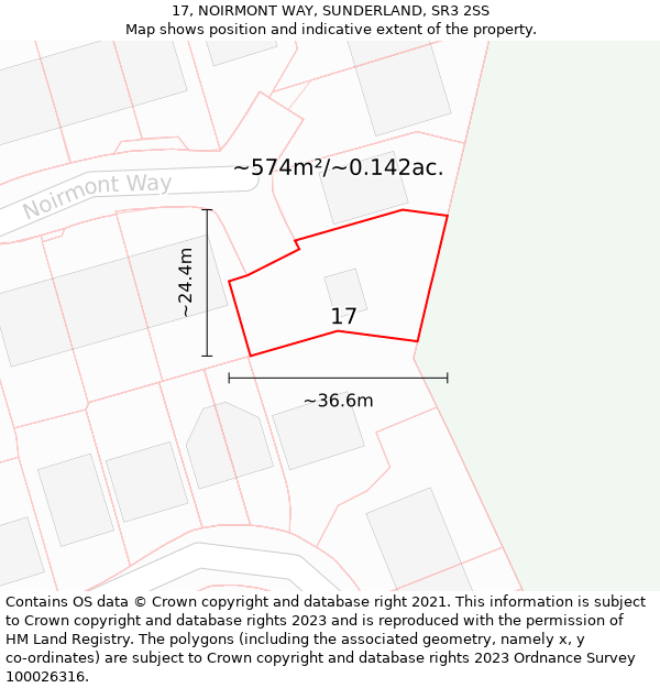 17, NOIRMONT WAY, SUNDERLAND, SR3 2SS: Plot and title map