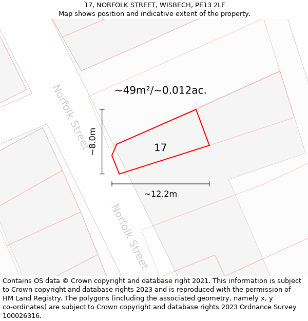 17, NORFOLK STREET, WISBECH, PE13 2LF: Plot and title map
