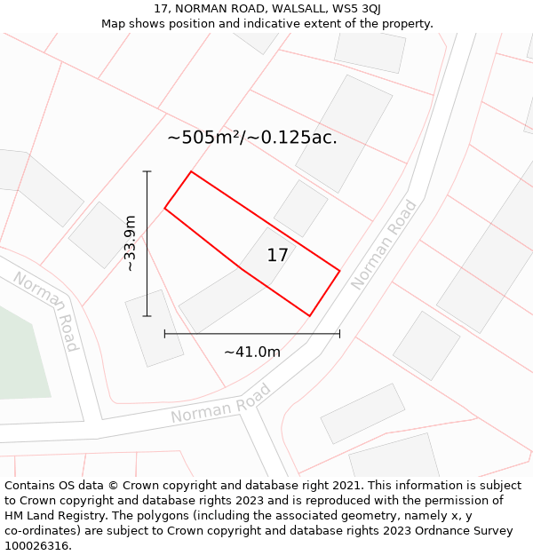 17, NORMAN ROAD, WALSALL, WS5 3QJ: Plot and title map
