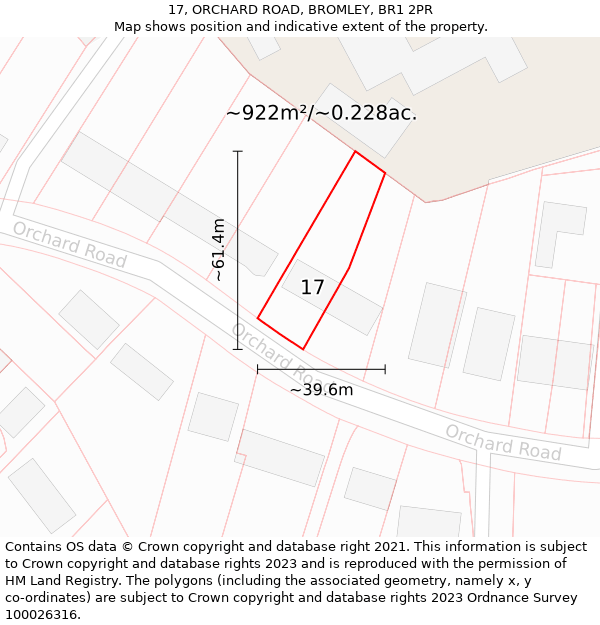 17, ORCHARD ROAD, BROMLEY, BR1 2PR: Plot and title map