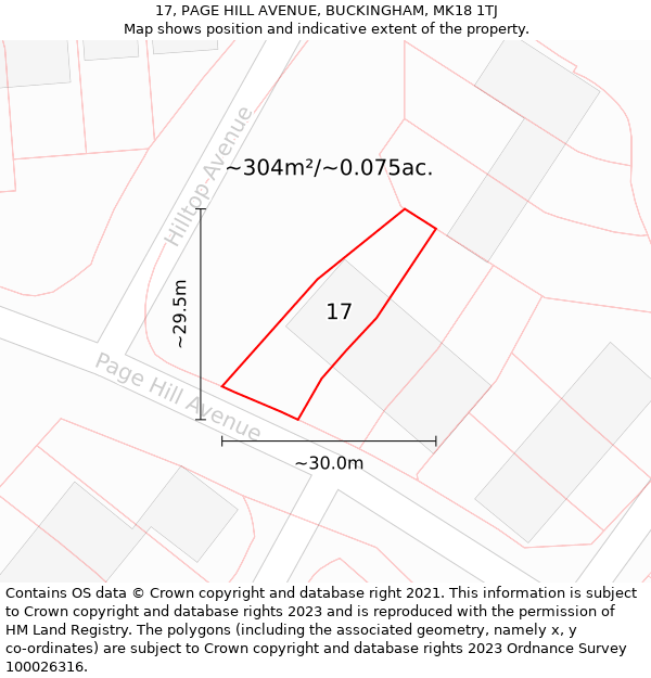 17, PAGE HILL AVENUE, BUCKINGHAM, MK18 1TJ: Plot and title map