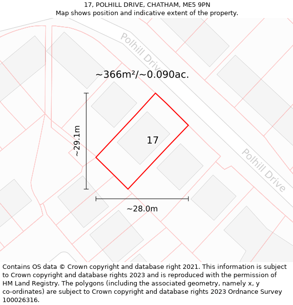 17, POLHILL DRIVE, CHATHAM, ME5 9PN: Plot and title map