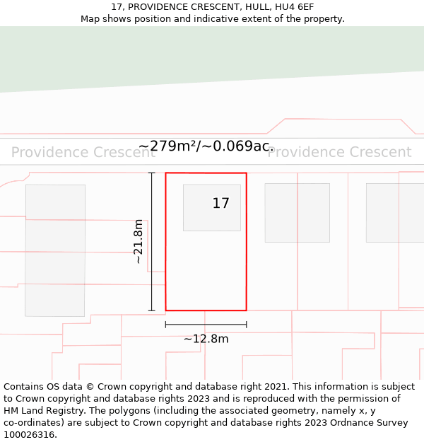 17, PROVIDENCE CRESCENT, HULL, HU4 6EF: Plot and title map