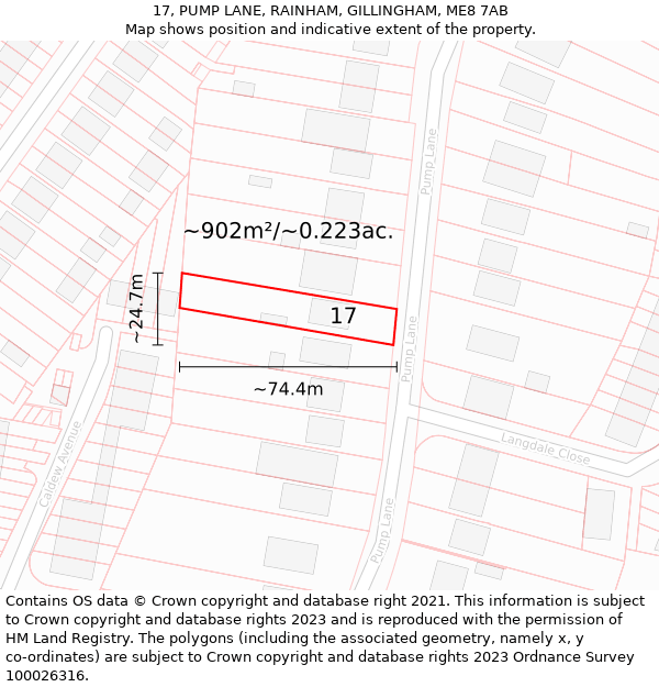 17, PUMP LANE, RAINHAM, GILLINGHAM, ME8 7AB: Plot and title map