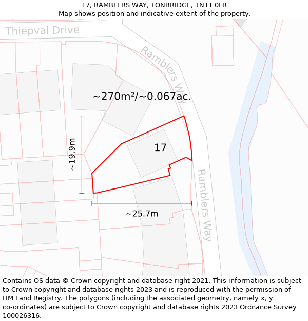 17, RAMBLERS WAY, TONBRIDGE, TN11 0FR: Plot and title map