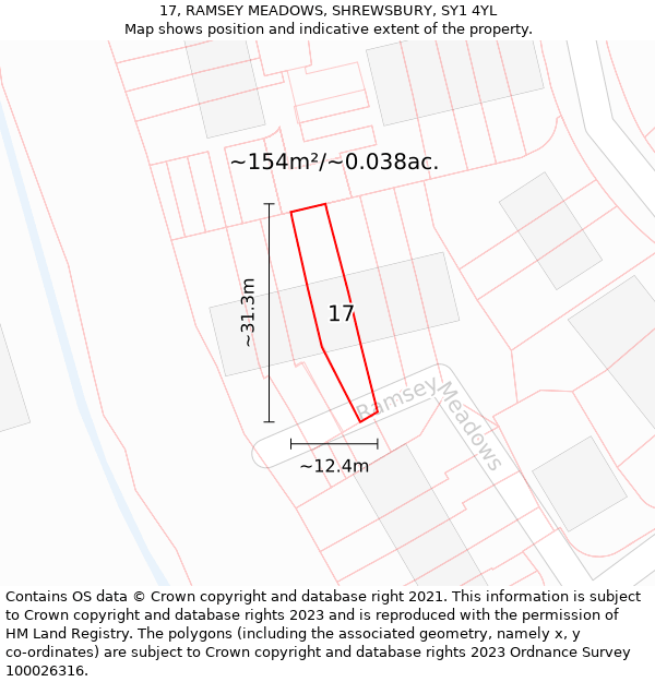 17, RAMSEY MEADOWS, SHREWSBURY, SY1 4YL: Plot and title map