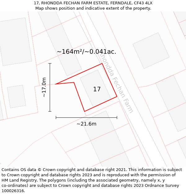 17, RHONDDA FECHAN FARM ESTATE, FERNDALE, CF43 4LX: Plot and title map