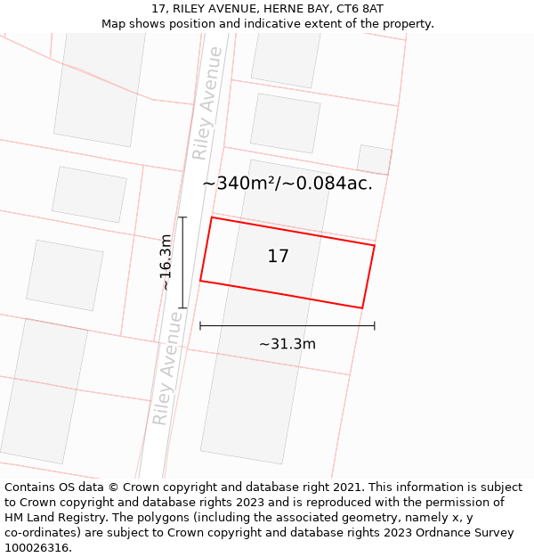 17, RILEY AVENUE, HERNE BAY, CT6 8AT: Plot and title map