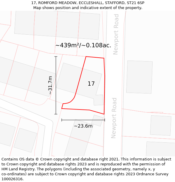 17, ROMFORD MEADOW, ECCLESHALL, STAFFORD, ST21 6SP: Plot and title map