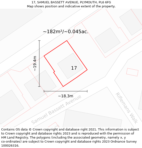 17, SAMUEL BASSETT AVENUE, PLYMOUTH, PL6 6FG: Plot and title map