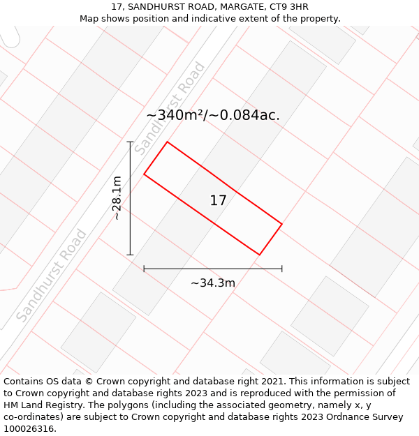 17, SANDHURST ROAD, MARGATE, CT9 3HR: Plot and title map