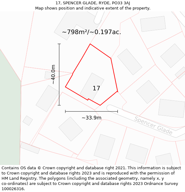 17, SPENCER GLADE, RYDE, PO33 3AJ: Plot and title map