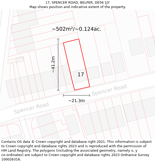 17, SPENCER ROAD, BELPER, DE56 1JY: Plot and title map