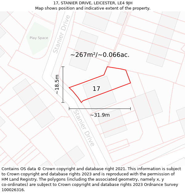 17, STANIER DRIVE, LEICESTER, LE4 9JH: Plot and title map