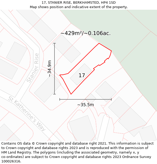 17, STANIER RISE, BERKHAMSTED, HP4 1SD: Plot and title map