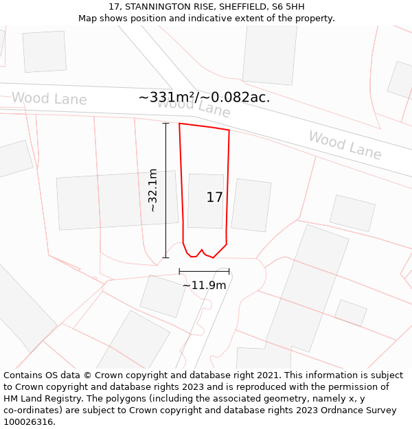17, STANNINGTON RISE, SHEFFIELD, S6 5HH: Plot and title map