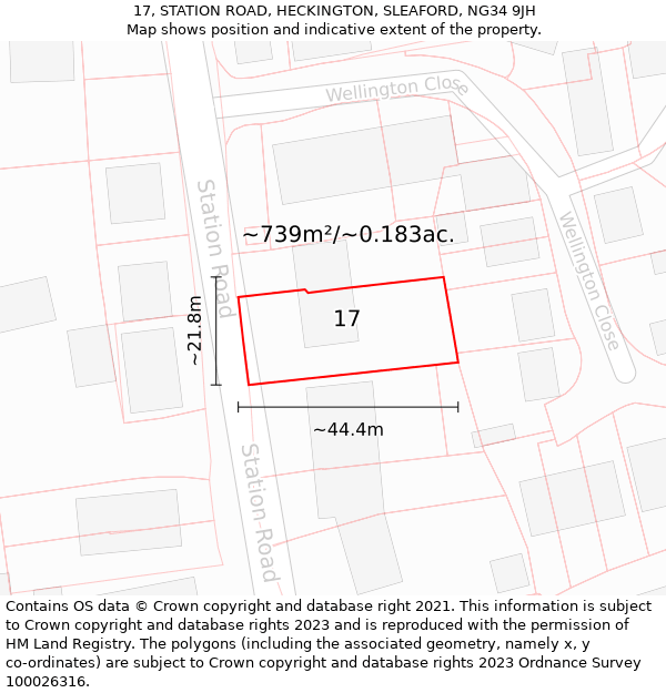 17, STATION ROAD, HECKINGTON, SLEAFORD, NG34 9JH: Plot and title map