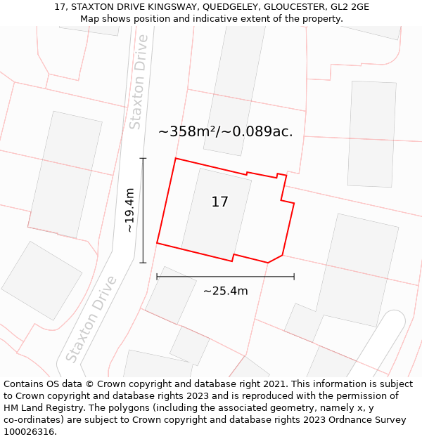 17, STAXTON DRIVE KINGSWAY, QUEDGELEY, GLOUCESTER, GL2 2GE: Plot and title map