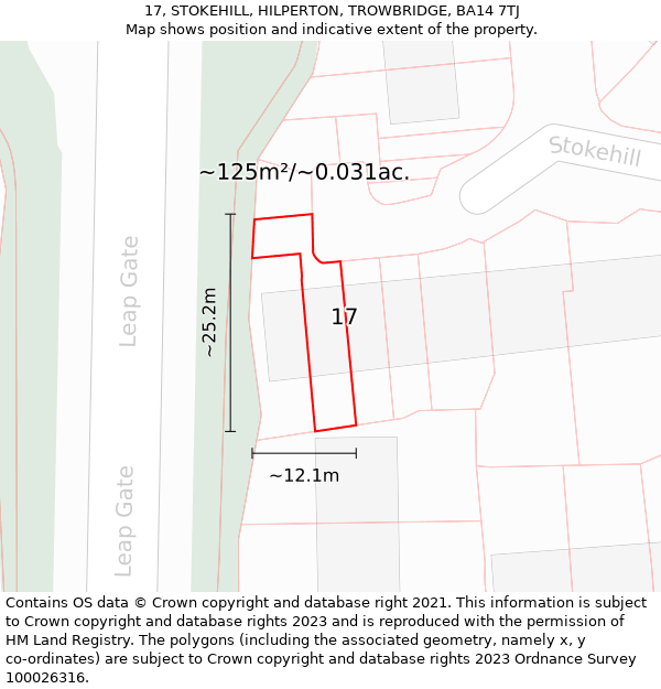 17, STOKEHILL, HILPERTON, TROWBRIDGE, BA14 7TJ: Plot and title map