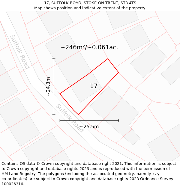 17, SUFFOLK ROAD, STOKE-ON-TRENT, ST3 4TS: Plot and title map