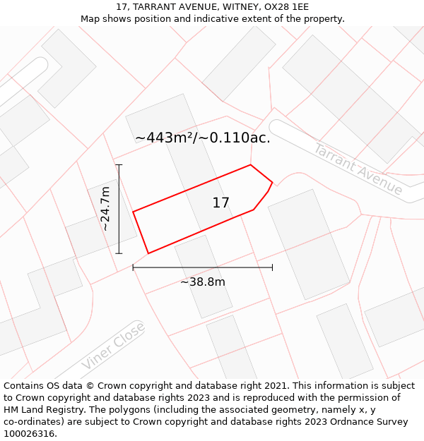 17, TARRANT AVENUE, WITNEY, OX28 1EE: Plot and title map