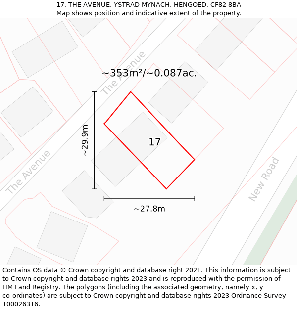 17, THE AVENUE, YSTRAD MYNACH, HENGOED, CF82 8BA: Plot and title map