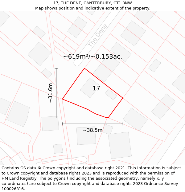 17, THE DENE, CANTERBURY, CT1 3NW: Plot and title map