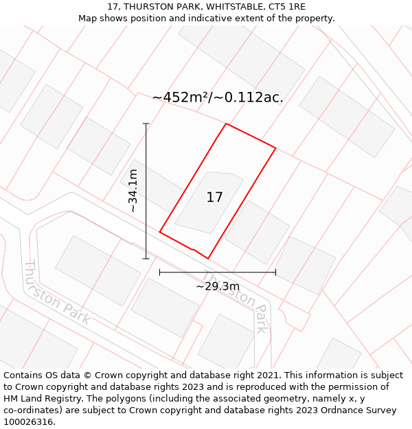 17, THURSTON PARK, WHITSTABLE, CT5 1RE: Plot and title map