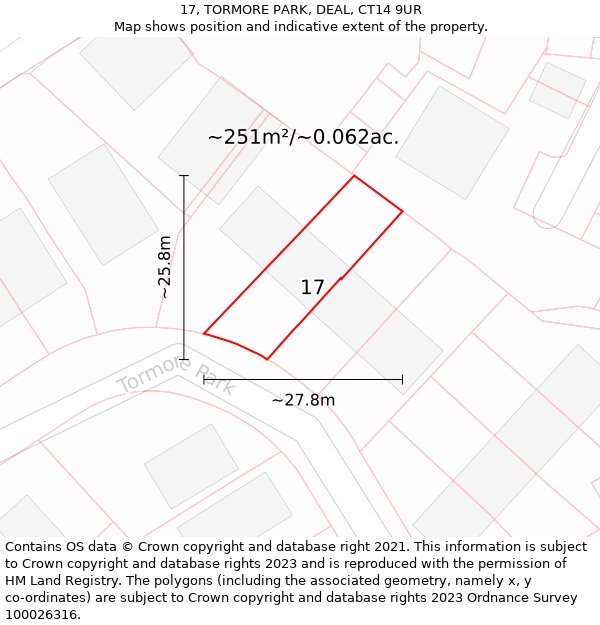 17, TORMORE PARK, DEAL, CT14 9UR: Plot and title map