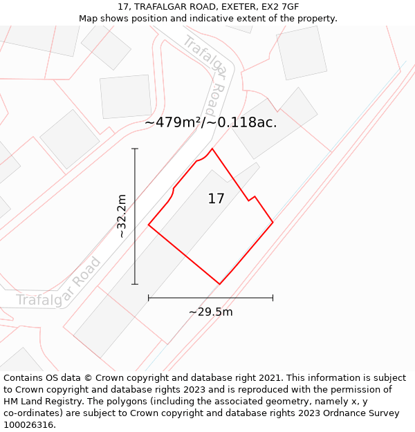 17, TRAFALGAR ROAD, EXETER, EX2 7GF: Plot and title map