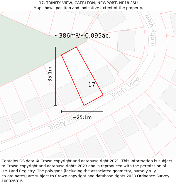 17, TRINITY VIEW, CAERLEON, NEWPORT, NP18 3SU: Plot and title map