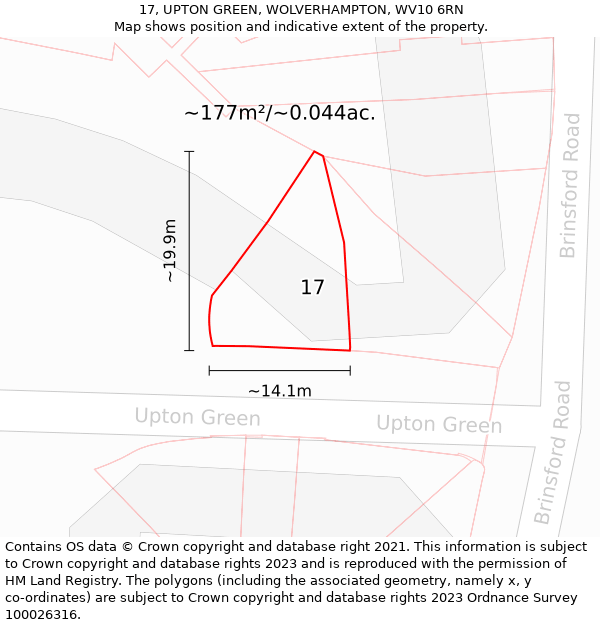 17, UPTON GREEN, WOLVERHAMPTON, WV10 6RN: Plot and title map