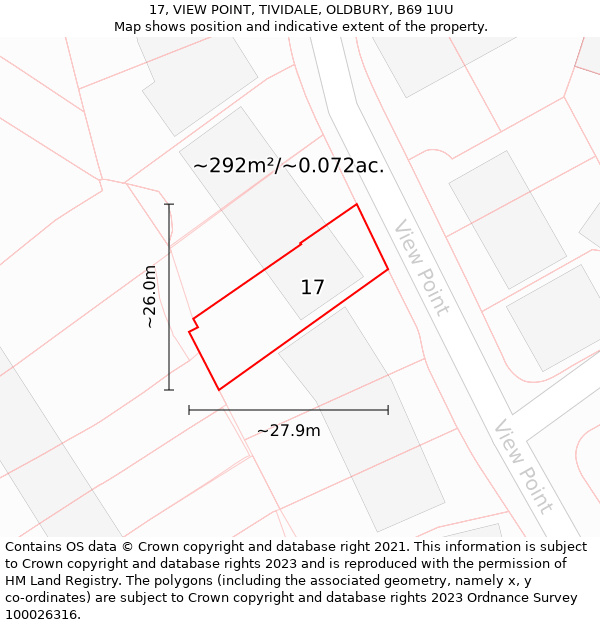 17, VIEW POINT, TIVIDALE, OLDBURY, B69 1UU: Plot and title map