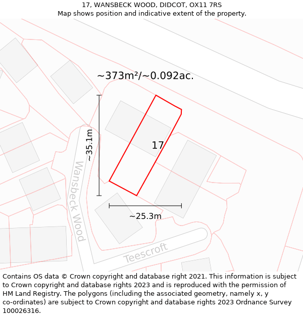 17, WANSBECK WOOD, DIDCOT, OX11 7RS: Plot and title map