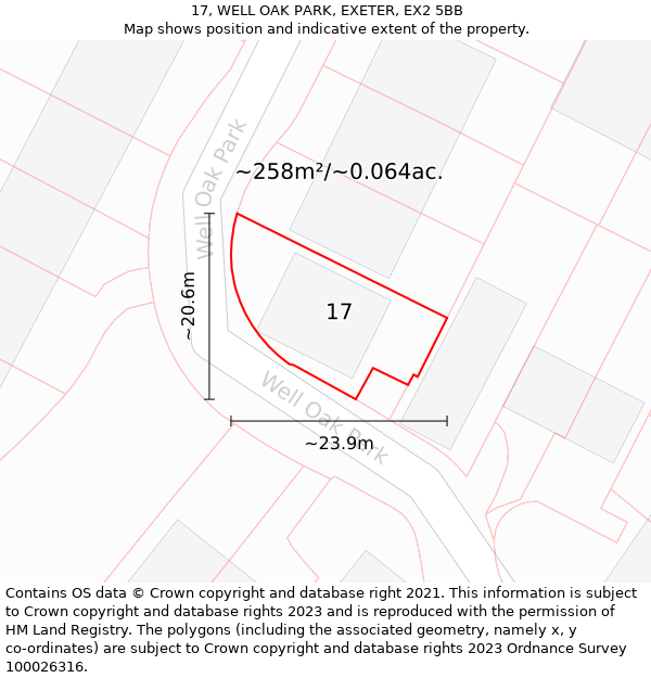 17, WELL OAK PARK, EXETER, EX2 5BB: Plot and title map