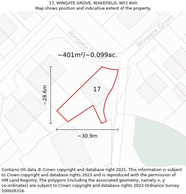 17, WINGATE GROVE, WAKEFIELD, WF2 6HA: Plot and title map