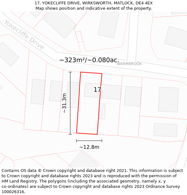 17, YOKECLIFFE DRIVE, WIRKSWORTH, MATLOCK, DE4 4EX: Plot and title map